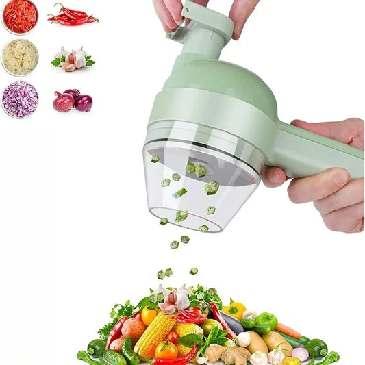 Cordless 4-in-1 Vegetable Cutter – Time-Saving Multi-Function Wireless Electric Garlic Masher Food Chopper Meat Grinder Machine