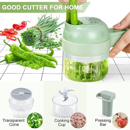 Cordless 4-in-1 Vegetable Cutter – Time-Saving Multi-Function Wireless Electric Garlic Masher Food Chopper Meat Grinder Machine