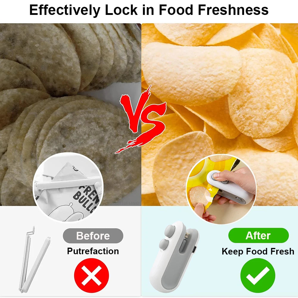 Portable Bag Sealer for Food Storage - Mini Handheld Heat Sealer with USB Rechargeable Battery