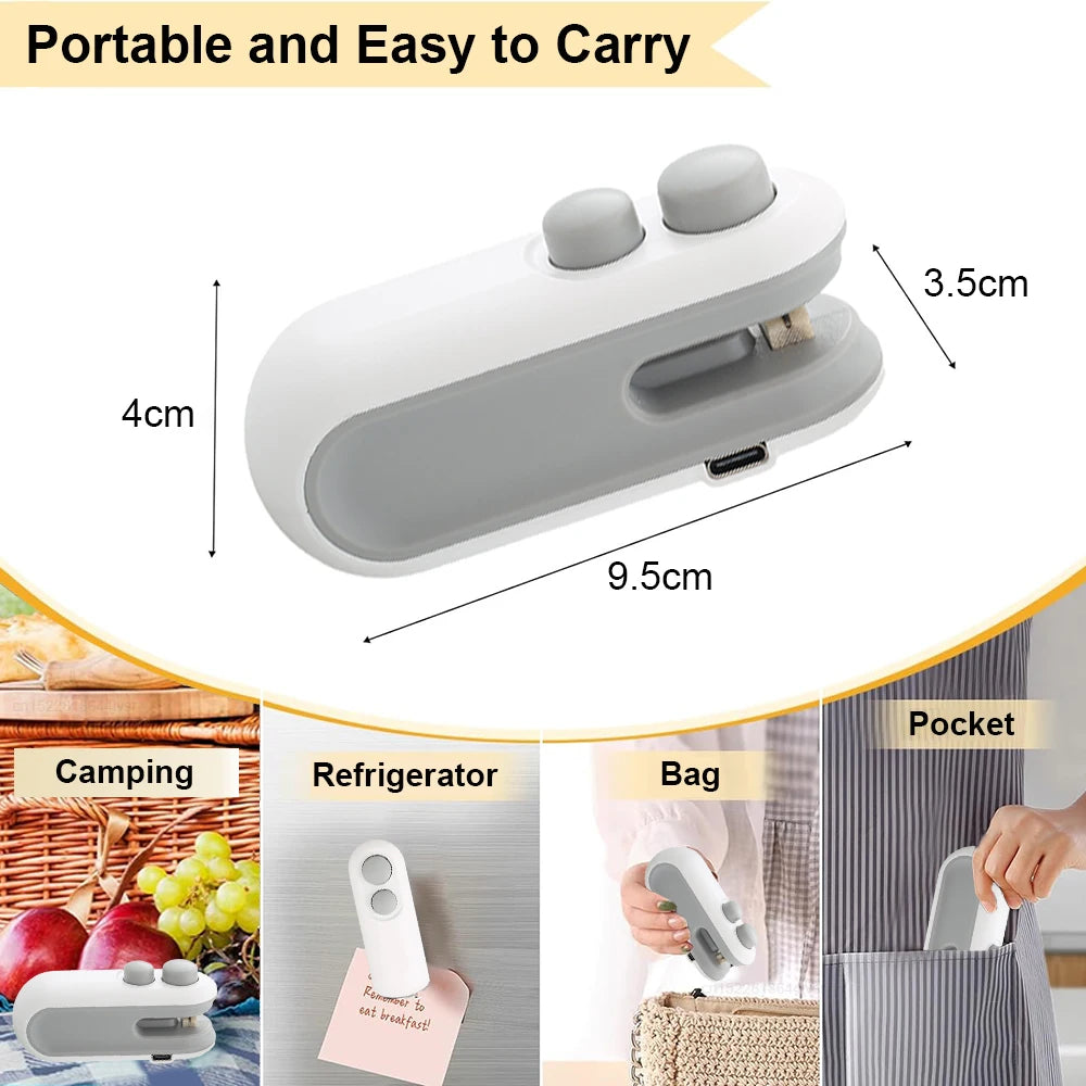 Portable Bag Sealer for Food Storage - Mini Handheld Heat Sealer with USB Rechargeable Battery