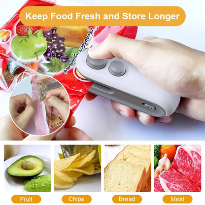 Portable Bag Sealer for Food Storage - Mini Handheld Heat Sealer with USB Rechargeable Battery