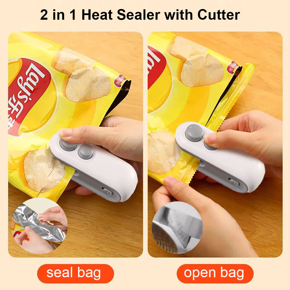 Portable Bag Sealer for Food Storage - Mini Handheld Heat Sealer with USB Rechargeable Battery