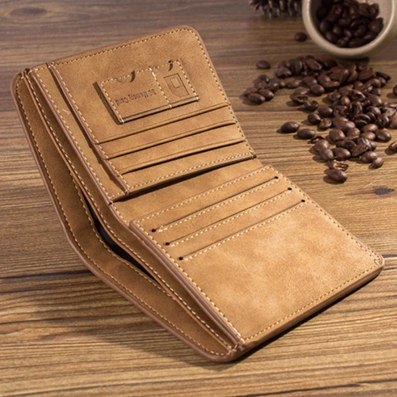 Fashion Men PU Leather Billfold Slim Hipster Cowhide Credit Card/ID Holders Inserts Coin Purses Luxury Business Foldable Wallet