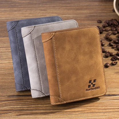 Fashion Men PU Leather Billfold Slim Hipster Cowhide Credit Card/ID Holders Inserts Coin Purses Luxury Business Foldable Wallet
